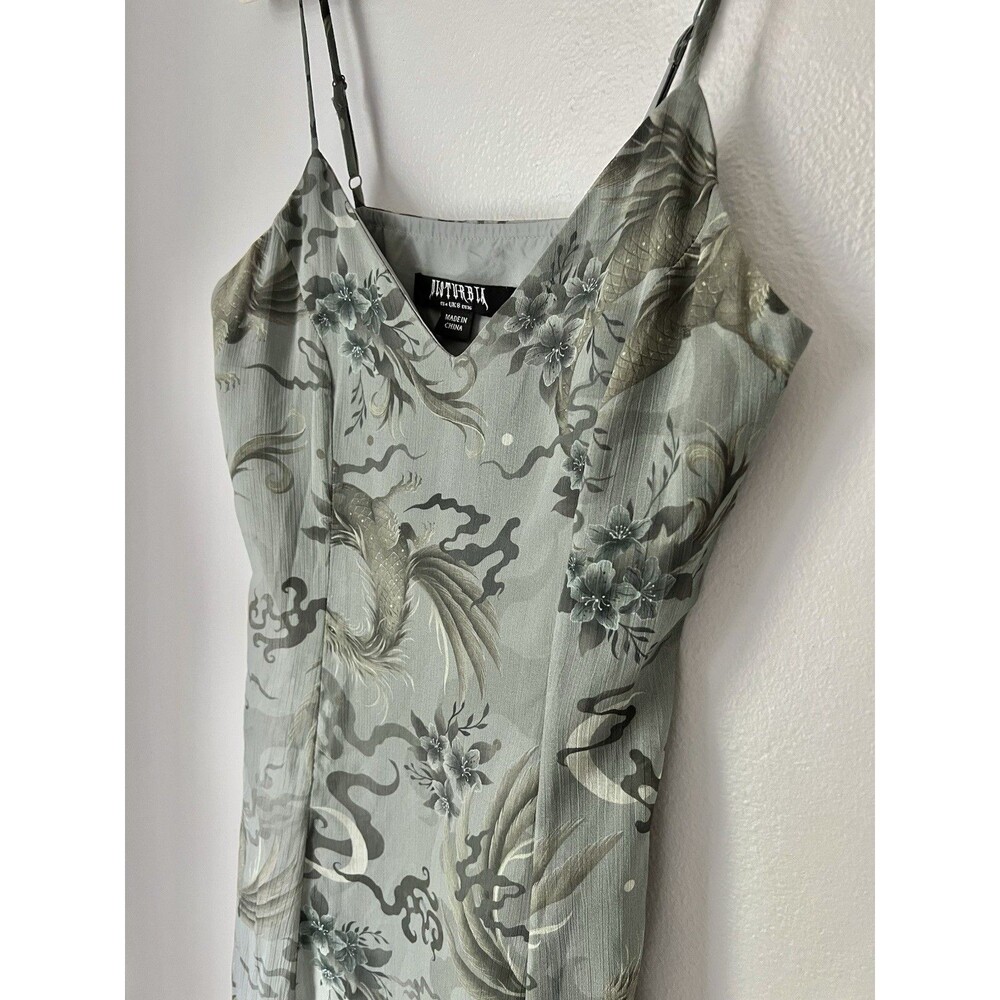 Disturbia Dragon Floral Print Slip Dress Sapphira Midaxi WhimsiGoth Fairy Sz 4 - Picture 3 of 16